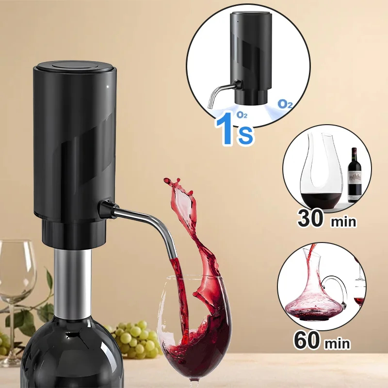 Wine Beer Liquor - インテリジェントワインエアレーターディスペンサー充電式ワンタッチ電動ワインデカンターリキュールディスペンサーセットバーパーティーワインアクセサリー