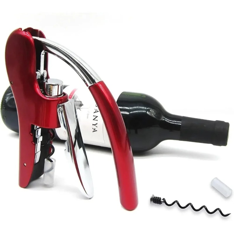 Cork Screw Lever - 新しいステンレス鋼ワインボトルオープナーワインツールセットフォイルカッターバーレバーコルクスクリューコルクドリルリフターキットキッチンアクセサリー
