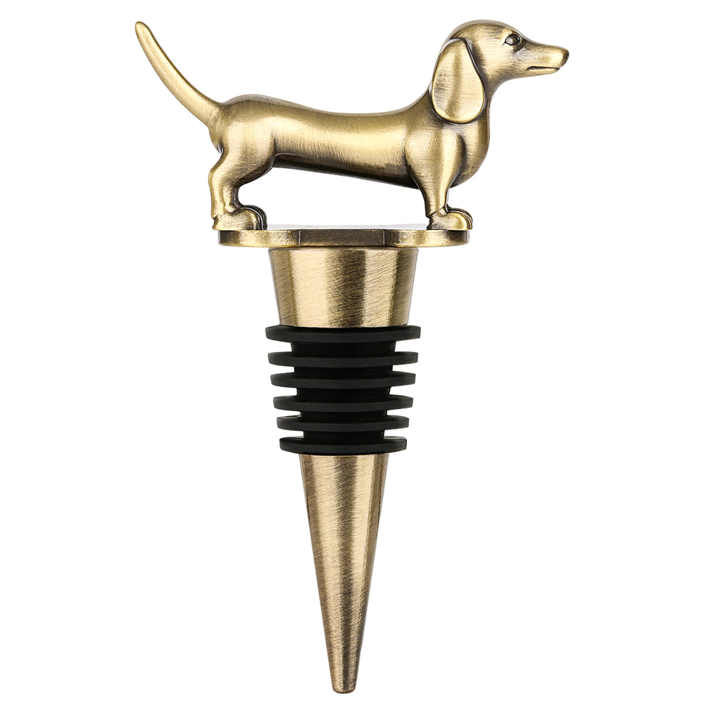 Wine Stopper Vacuum - ワインボトルストッパー ダックスフント犬の装飾品 ダックスフント愛好家のためのワインギフト 再利用可能な真空密封シャンパンストッパー