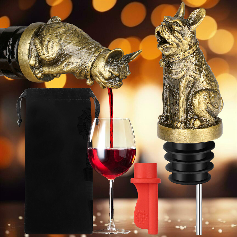 Wine Stopper Vacuum - フレンチブルドッグワインボトルストッパー、かわいいシャンパンボトル、飲料真空シール、結婚式のキッチンツール、バーの装飾アクセサリー、プーアー