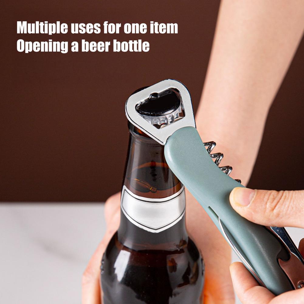 Cork Screw Lever - 3 in 1ワインオープナー、ポータブルビールキャップリフターとフォイルカッター、滑り止めハンドル付きレバーコルクスクリュー、ステンレススチールワーム、キッチンツール