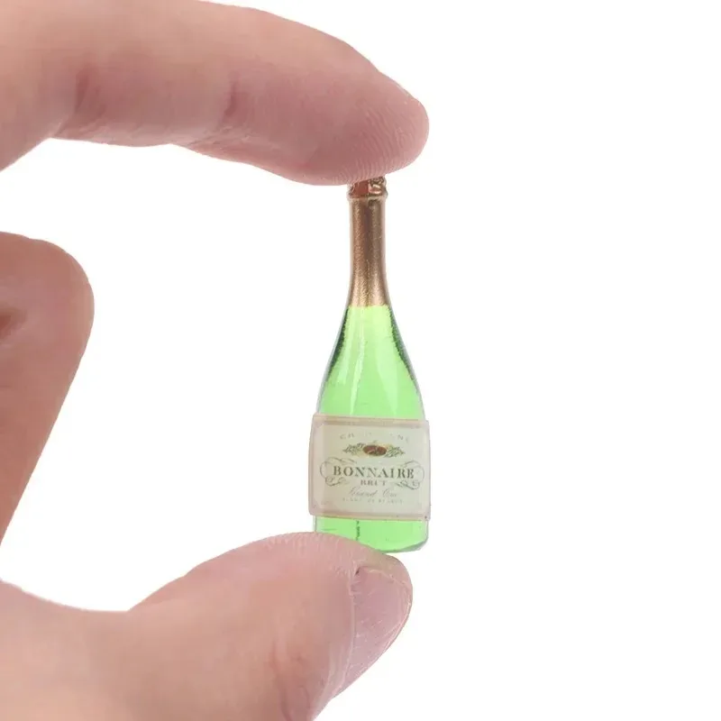 Wine Beer Liquor - 2 個ドールハウスミニ透明ガラスシャンパンボトルモデル模擬酒ワインドリンクミニバーシーン装飾アクセサリー