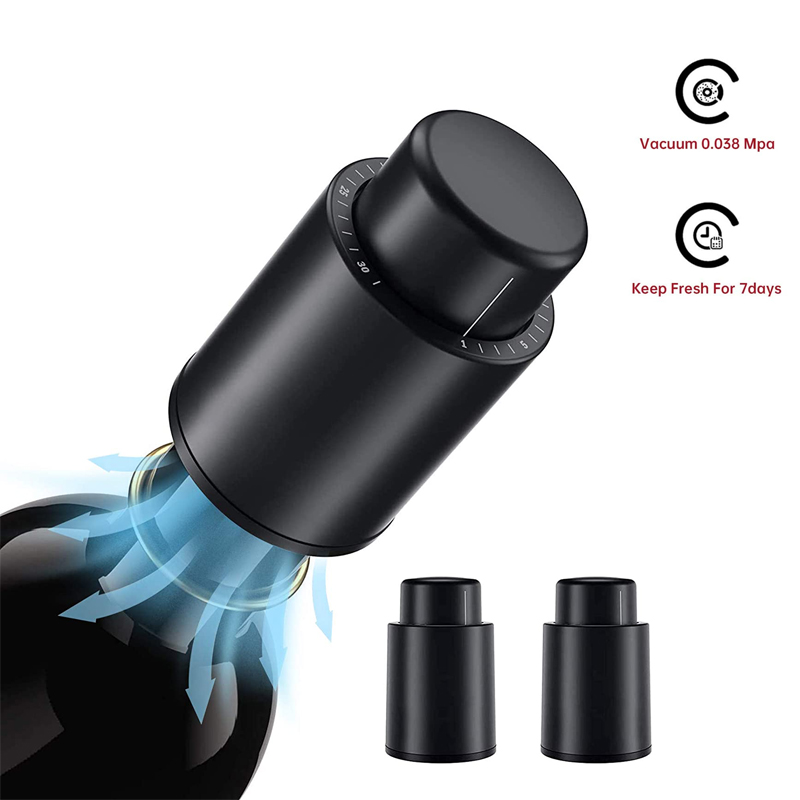 Wine Stopper Vacuum - LMETJMA ワインボトルストッパー 再利用可能な真空ワインストッパー ポンプワインプリザーバー ワインを新鮮に保ちます 最長7日間