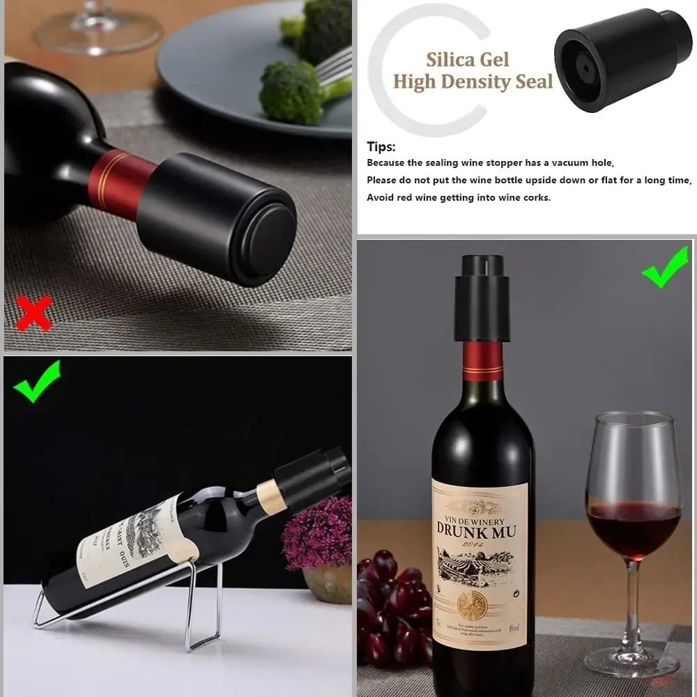 再利用可能なプッシュ式真空メモリーワインストッパー密閉保存ワ - Wine Stopper Vacuum のレビューと価格