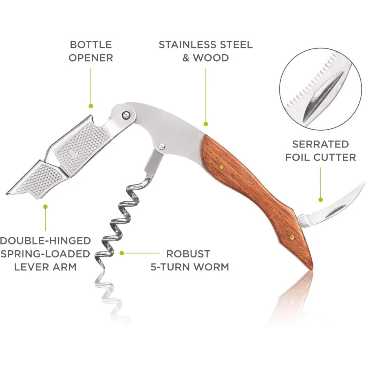 耐久性のあるステンレス鋼と木製のコルク抜き、多機能スプリング - Cork Screw Lever のレビューと価格