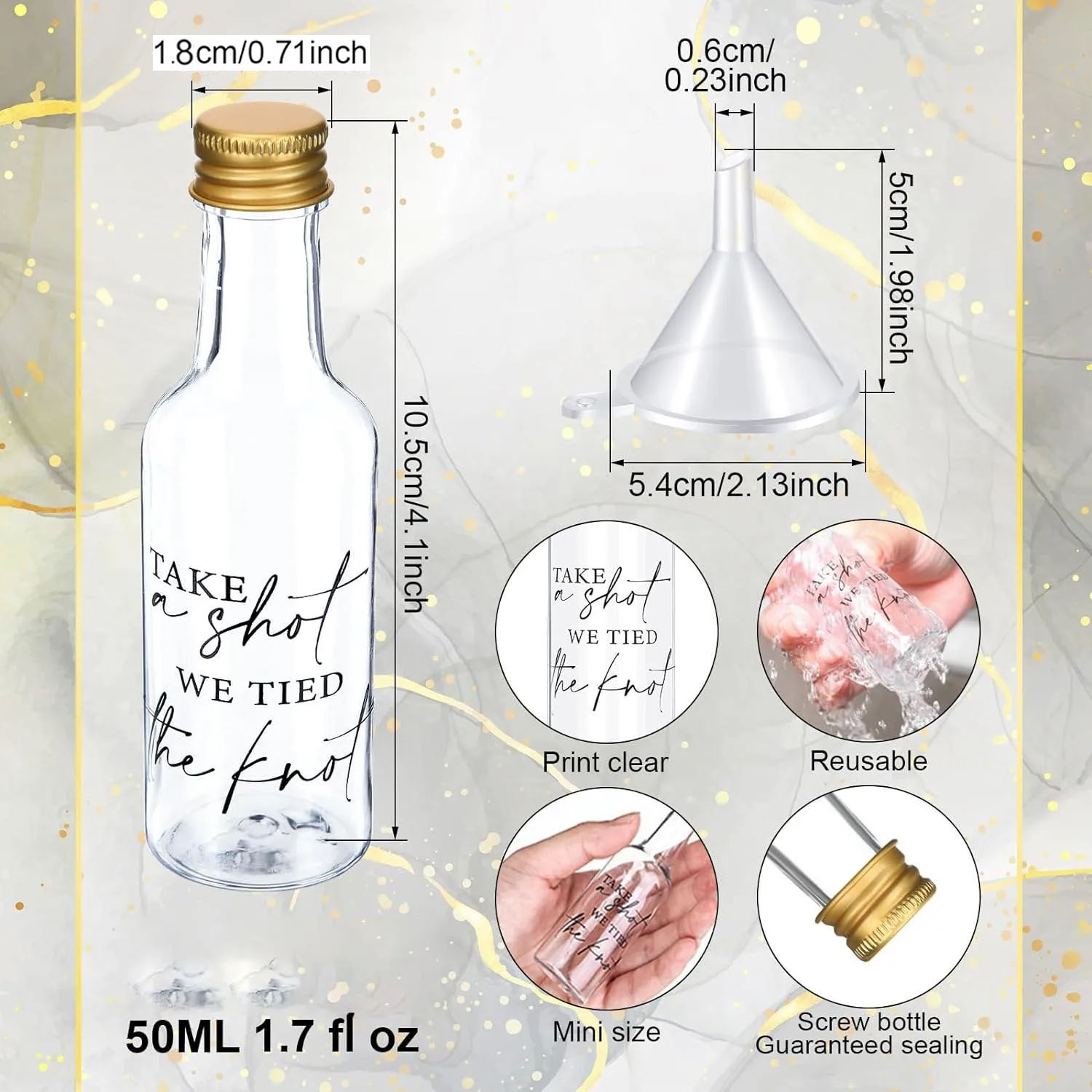50 ミリリットル 1.7 オンスミニ酒ボトル小さなプラスチ - Wine Beer Liquor のレビューと価格