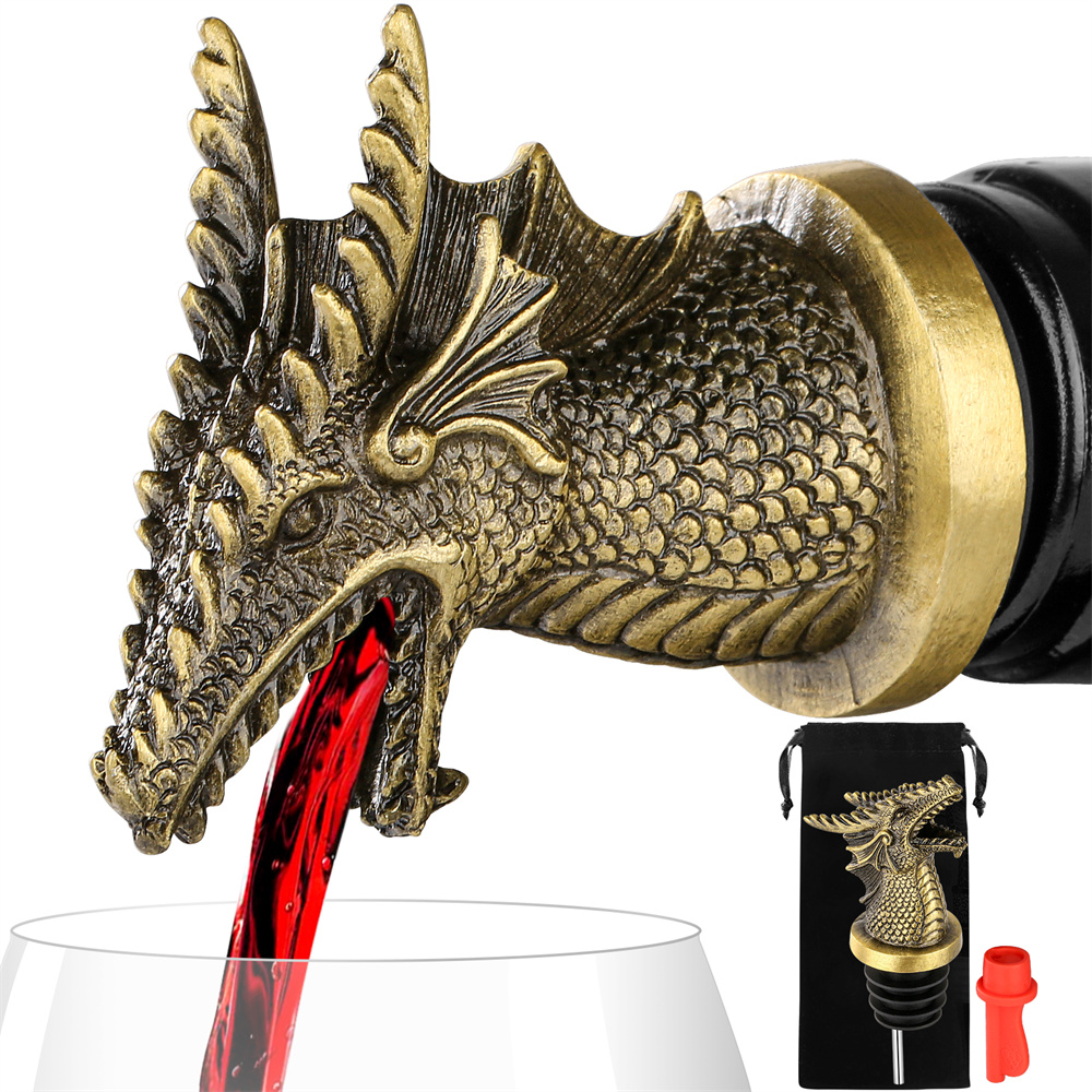 ドラゴン装飾ワインボトルストッパー |   真空密閉式シャン - Wine Stopper Vacuum のレビューと価格