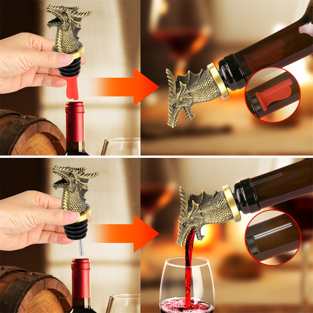 ドラゴン装飾ワインボトルストッパー |   真空密閉式シャン - Wine Stopper Vacuum のレビューと価格