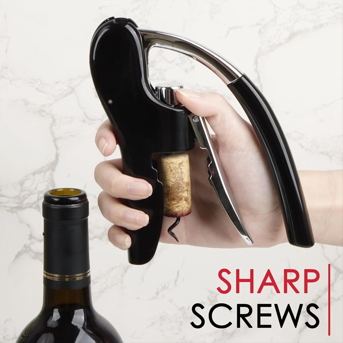 A24I ステンレス鋼ワインボトルオープナー、内蔵フォイルカ - Cork Screw Lever のレビューと価格