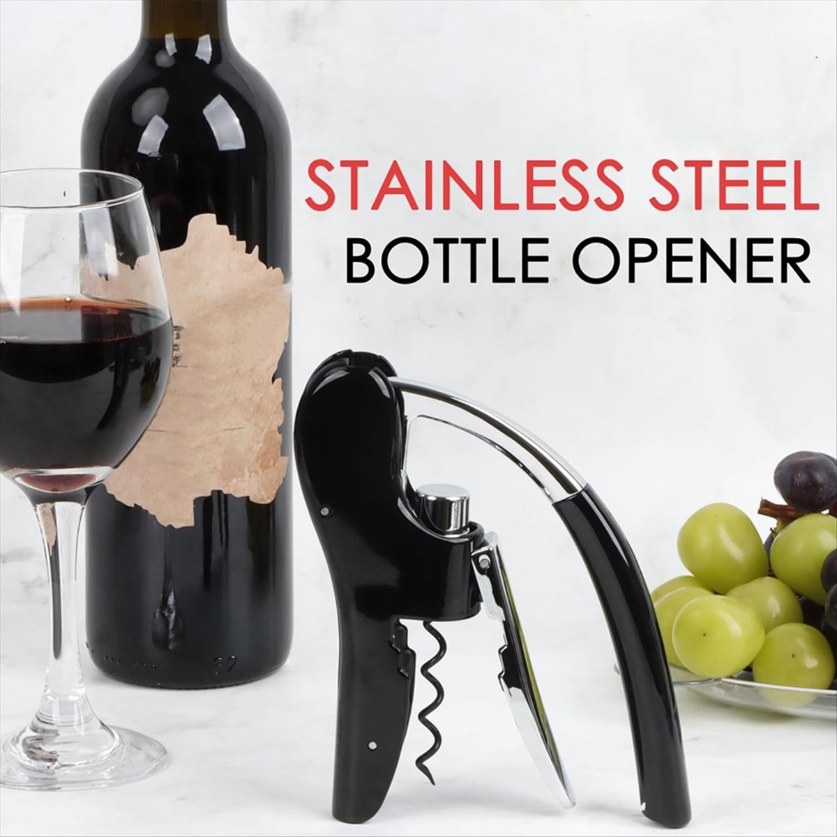 A24I ステンレス鋼ワインボトルオープナー、内蔵フォイルカ - Cork Screw Lever のレビューと価格