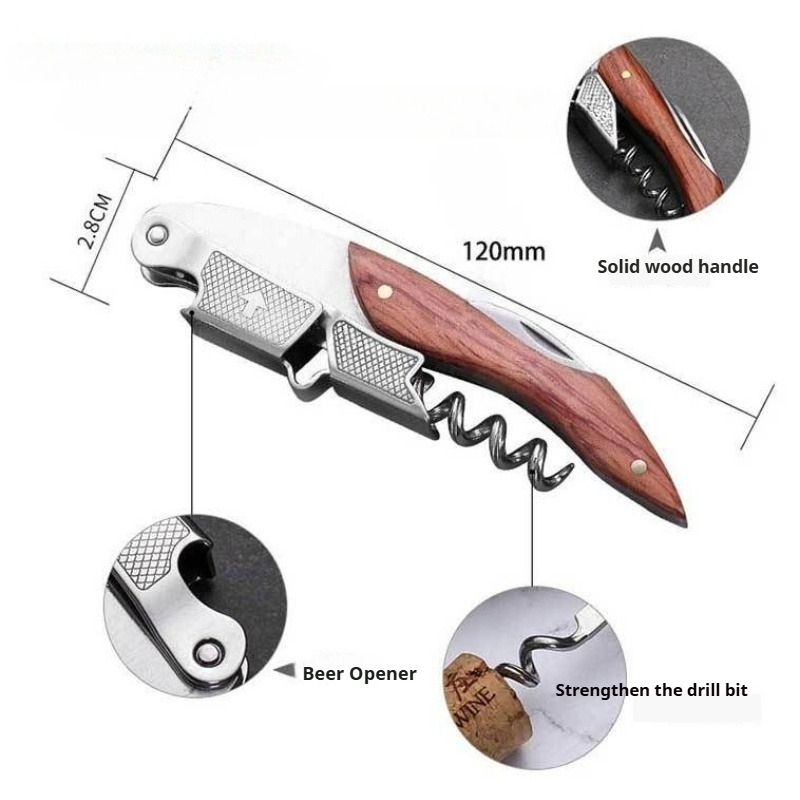ステンレス鋼と木製1個入りソムリエウェイターコルクスクリュー - Cork Screw Lever のレビューと価格