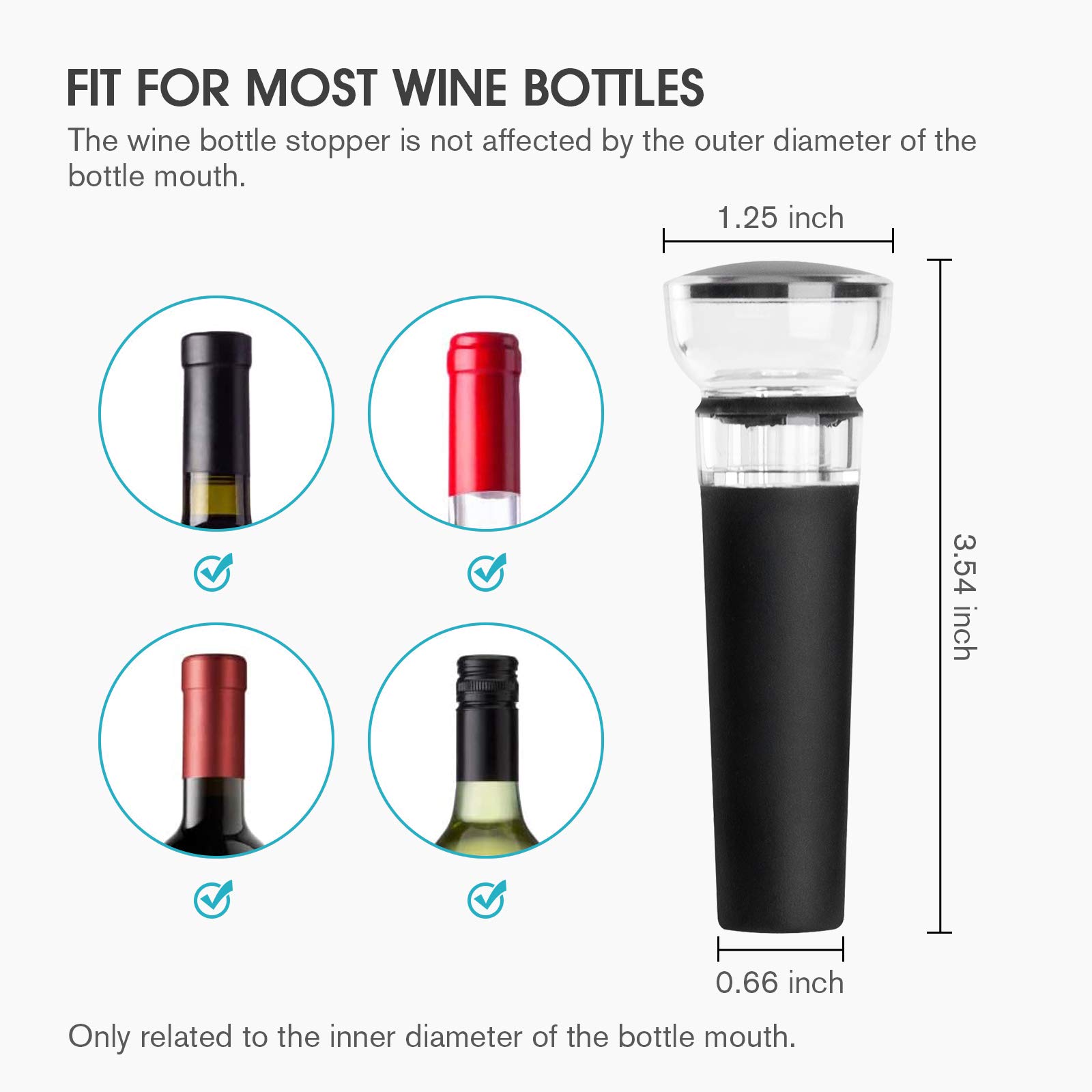 4個入りワインストッパー、内蔵真空ポンプ付き、食品に安全なシ - Wine Stopper Vacuum のレビューと価格